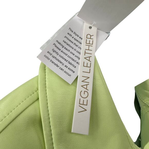 House of Harlow 1960 Shirt Dress Vegan Leather WMNS S Lime Green Utility Midi - Picture 8 of 9